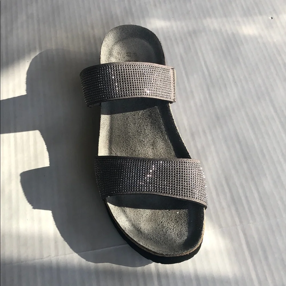 NAOT Bianca Dark Gray Wedge Sandals with Tiny Silver Studs Size 40